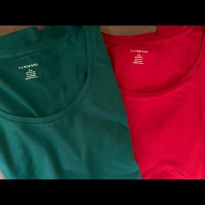 Two Lands’ End scoop neck long sleeve T-shirts -L
